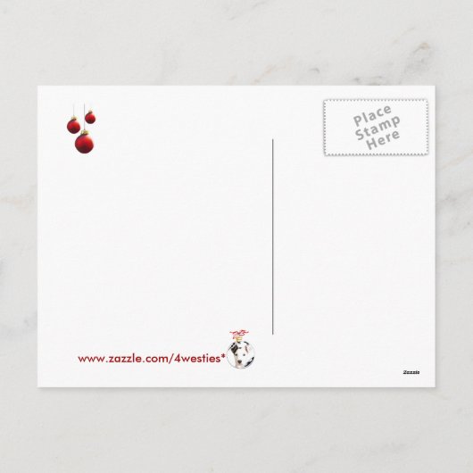 ジャックラッセルの子犬はクリスマスの願いを抱き締めましたり及び接吻します シーズンポストカード (裏面)