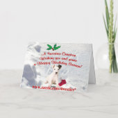 ジャックラッセルの子犬は挨拶状を抱き締めましたり及び接吻します シーズンカード (裏面)