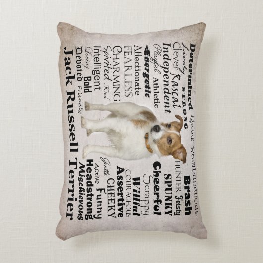 ジャックラッセルの特性の枕 アクセントクッション (正面(垂直))