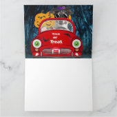 ジャックラッセルの犬が車を運転する怖いハロウィン カード (内部)