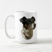 ジャックラッセルはマグの後をつけます コーヒーマグカップ (左)