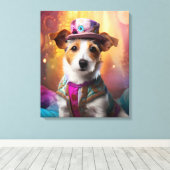 ジャックラッセルカラフルの衣装 キャンバスプリント (インサイチュ (ウッドフロア))