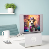 ジャックラッセルカラフルの衣装 シール (デスク上のノートパソコン)