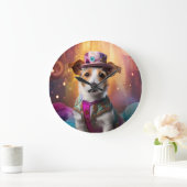 ジャックラッセルカラフルの衣装 ラージ壁時計 (ホーム)