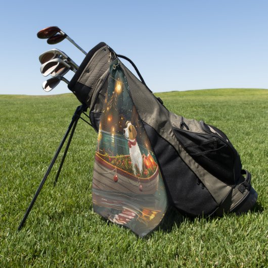 ジャックラッセルクリスマスフェスティバル航海 ゴルフタオル (グリーン)