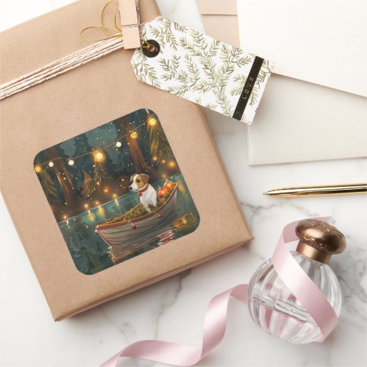 ジャックラッセルクリスマスフェスティバル航海 スクエアシール (ギフト)