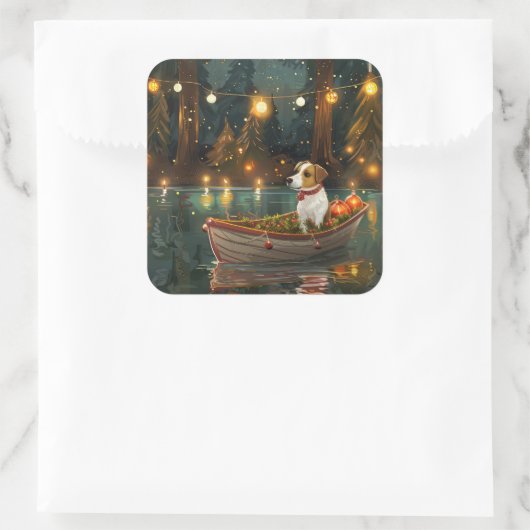 ジャックラッセルクリスマスフェスティバル航海 スクエアシール (バッグ)