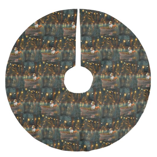 ジャックラッセルクリスマスフェスティバル航海 ブラッシュドポリエステルツリースカート (正面)