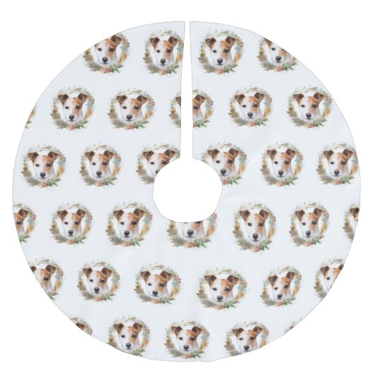 ジャックラッセルクリスマスリースフェスティバルカップ ブラッシュドポリエステルツリースカート (正面)