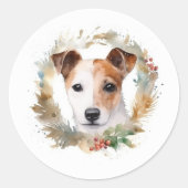 ジャックラッセルクリスマスリースフェスティバルカップ ラウンドシール (正面)