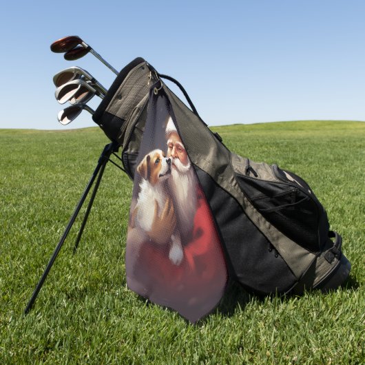 ジャックラッセルサンタクロースフェスティバルクリスマス ゴルフタオル (グリーン)