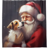 ジャックラッセルサンタクロースフェスティバルクリスマス シャワーカーテン (正面)