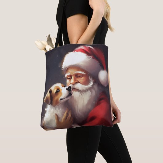 ジャックラッセルサンタクロースフェスティバルクリスマス トートバッグ (クローズアップ)