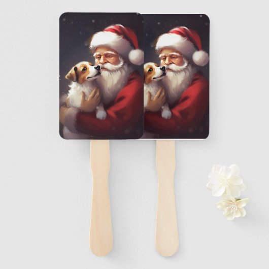 ジャックラッセルサンタクロースフェスティバルクリスマス ハンドファン (正面&裏面)