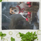 ジャックラッセルスワイスリーのクリスマスデコール キッチンタオル (折り畳み)