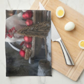 ジャックラッセルスワイスリーのクリスマスデコール キッチンタオル (四つ折り)