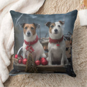 ジャックラッセルスワイスリーのクリスマスデコール クッション (ブランケット)