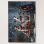 ジャックラッセルスワイスリーのクリスマスデコール ジグソーパズル (縦)