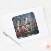 ジャックラッセルスワイスリーのクリスマスデコール スクエアシール (封筒)