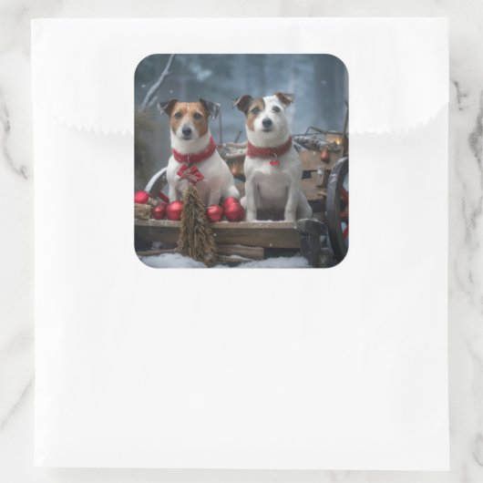 ジャックラッセルスワイスリーのクリスマスデコール スクエアシール (バッグ)