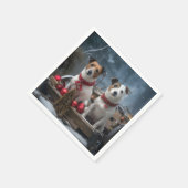 ジャックラッセルスワイスリーのクリスマスデコール スタンダードカクテルナプキン (角)