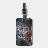 ジャックラッセルスワイスリーのクリスマスデコール ラゲッジタグ (正面縦)