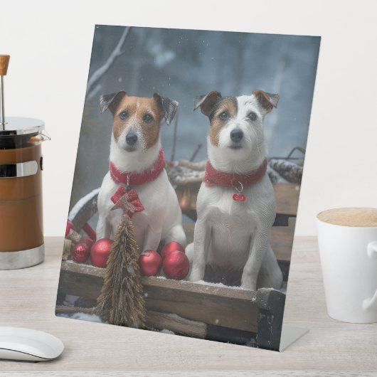 ジャックラッセルスワイスリーのクリスマスデコール 台座サイン (インサイチュ)