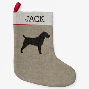 ジャックラッセルテリアのシルエット 犬の恋人のクリスマス スモールクリスマスストッキング