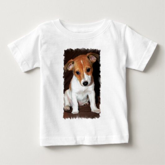 ジャックラッセルテリアの小犬のベビーのTシャツ ベビーTシャツ (正面)