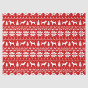 ジャックラッセルテリアはクリスマスパターンのシルエットを描きます 薄葉紙