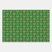 ジャックラッセルテリアクリスマスドッググリーンボウ3列 ラッピングペーパーシート (正面3)