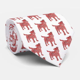 ジャックラッセルテリアクリスマスドッグシルエットホワイト ネクタイ