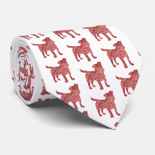 ジャックラッセルテリアクリスマスドッグシルエットホワイト ネクタイ (ロール)