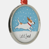 ジャックラッセルテリアハッピースノードッグホリデークリスマス メタルオーナメント (右)