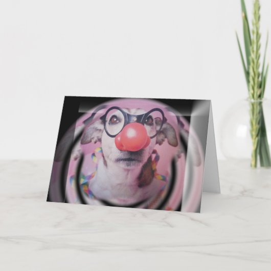 ジャックラッセルテリアハッピーバースデー熱狂するピエロ カード (正面)