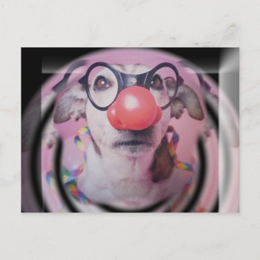 ジャックラッセルテリアハッピーバースデー熱狂するピエロ ポストカード (正面)