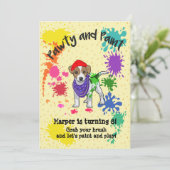 ジャックラッセルテリアードッグアートバースデーパーティー招待状 招待状 (スタンド正面)