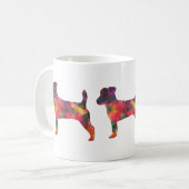 ジャックラッセルテリア幾何学的パターンシルエット コーヒーマグカップ (正面左)