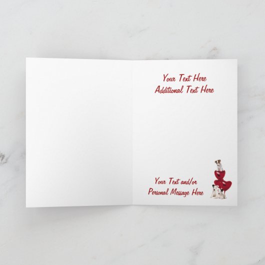 ジャックラッセルテリア本当にかわいいバレンタインデザイン シーズンカード (内部)