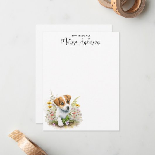 ジャックラッセルテリア犬パーソナライズされたかわいい子犬 ノートカード (正面/裏面インサイチュ)