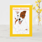 ジャックラッセルテリア誕生日カード カード (黄色い花)