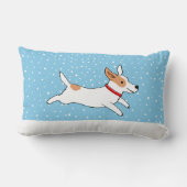 ジャックラッセルテリア-幸せな冬の雪犬 ランバークッション (裏面)