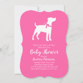 ジャックラッセルテリア 犬 ベビーシャワー ピンク 女の子 招待状 (正面)