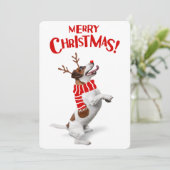 ジャックラッセルテリア 犬 赤い鼻のトナカイの角 クリスマス (スタンド正面)