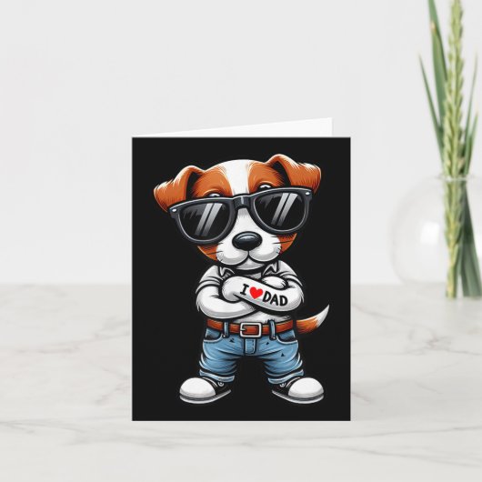 ジャックラッセルテリアIラブパパおもしろい犬タトゥー カード (正面)