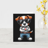 ジャックラッセルテリアIラブパパおもしろい犬タトゥー カード (黄色い花)