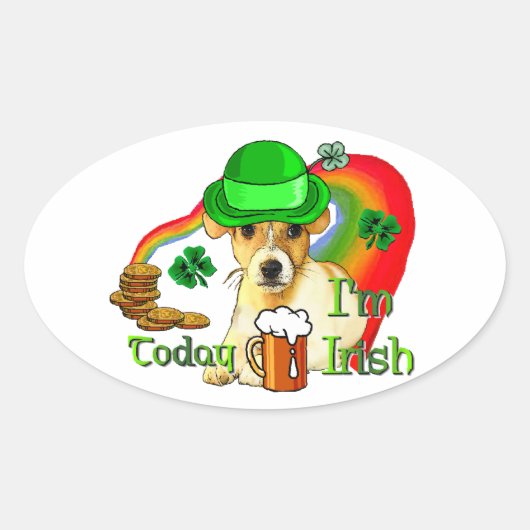 ジャックラッセルテリアSt patricks 楕円形シール (正面)