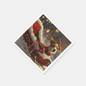 ジャックラッセルドッグクリスマスフェスティバル スタンダードカクテルナプキン (角)