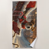 ジャックラッセルドッグクリスマスフェスティバル ビーチタオル (正面)