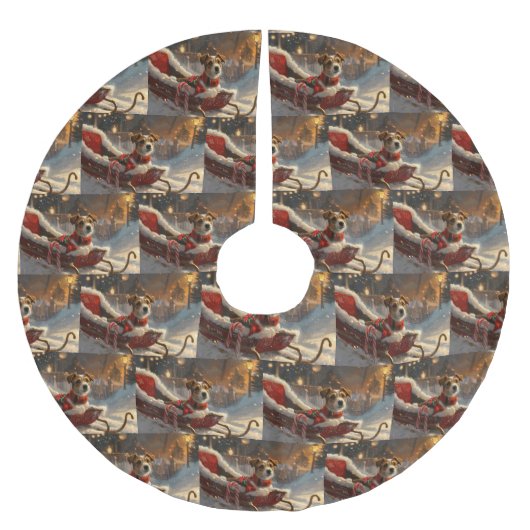 ジャックラッセルドッグクリスマスフェスティバル ブラッシュドポリエステルツリースカート (正面)